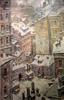 Город. Первый снег.